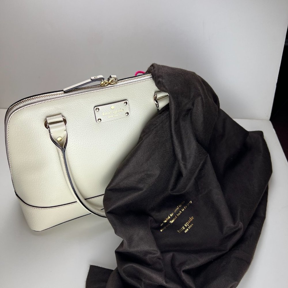 Kate Spade Wellesley Rachelle Double Zip Ivory Large Dome Shoulder Satchel - Picture 7 of 11